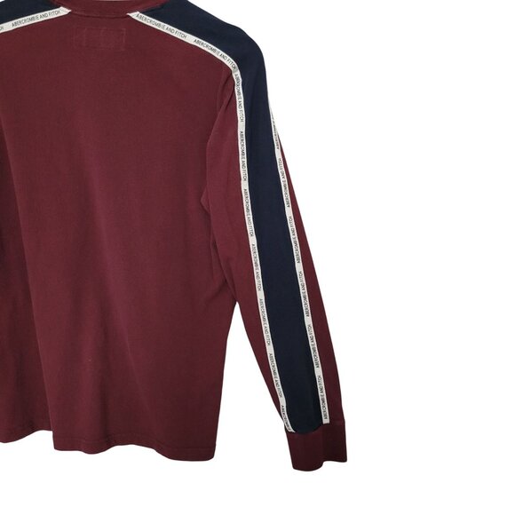 Abercrombie & Fitch Soft A&F Long Sleeve Crewneck Tee Mens Size M Burgundy Navy - Picture 6 of 9